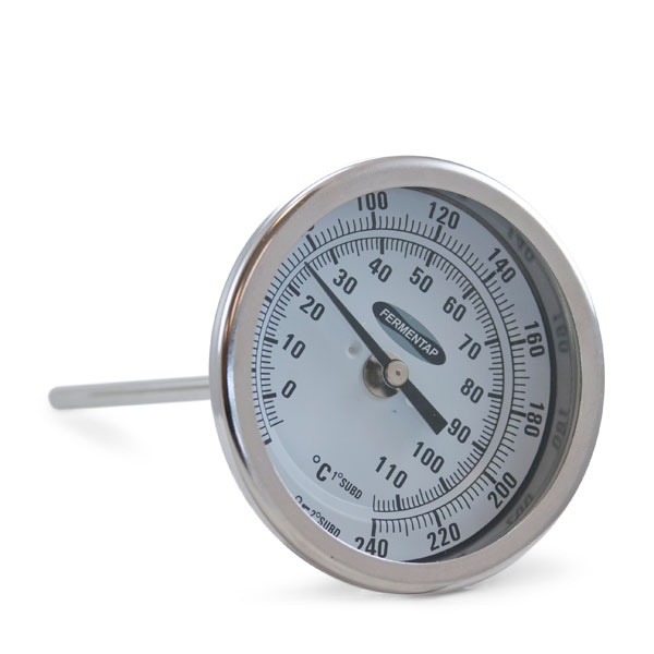 Fermentap Brew Pot Thermometer 6" Stem
