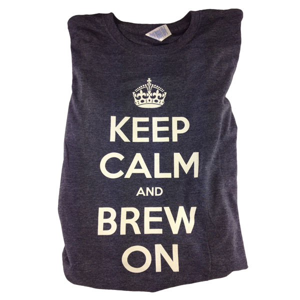 Keep Calm and Brew On T-Shirt - Blue MEDIUM