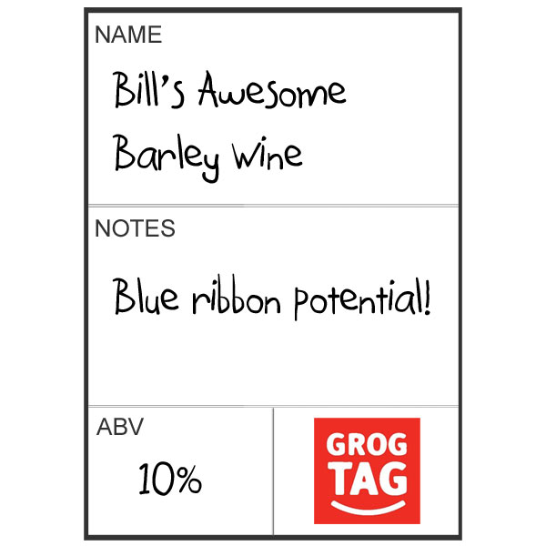 GrogTag Reusable Basic Bottle Label, 24 pk.