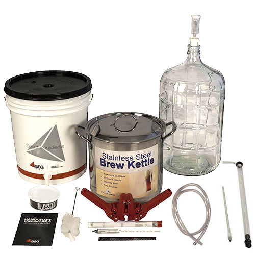 Gold Beer Equipment Kit with 6 Gallon Glass Carboy & Brew Pot