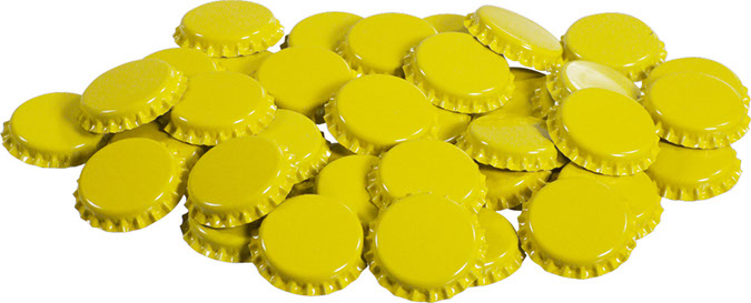 Yellow Bottle Caps (50)