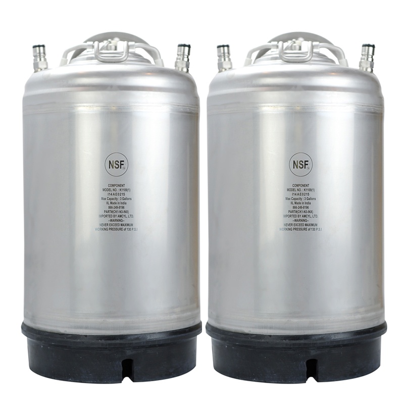 New 3 Gallon AMCYL Ball Lock Keg Two Pack
