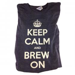 Keep Calm and Brew On T-Shirt - Blue SMALL