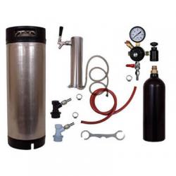 1 Faucet Draft Beer Tower Keg Kit with 20oz CO2 Tank - BALL LOCK - Complete Kit